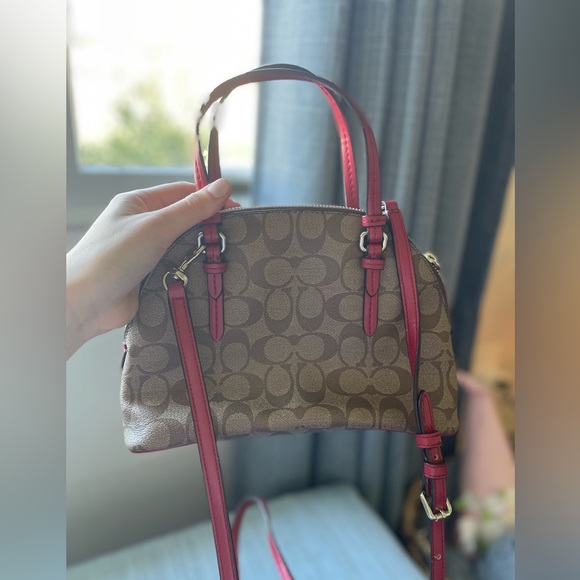 Red and tan Coach Crossbody with removable strap - Picture 9 of 9